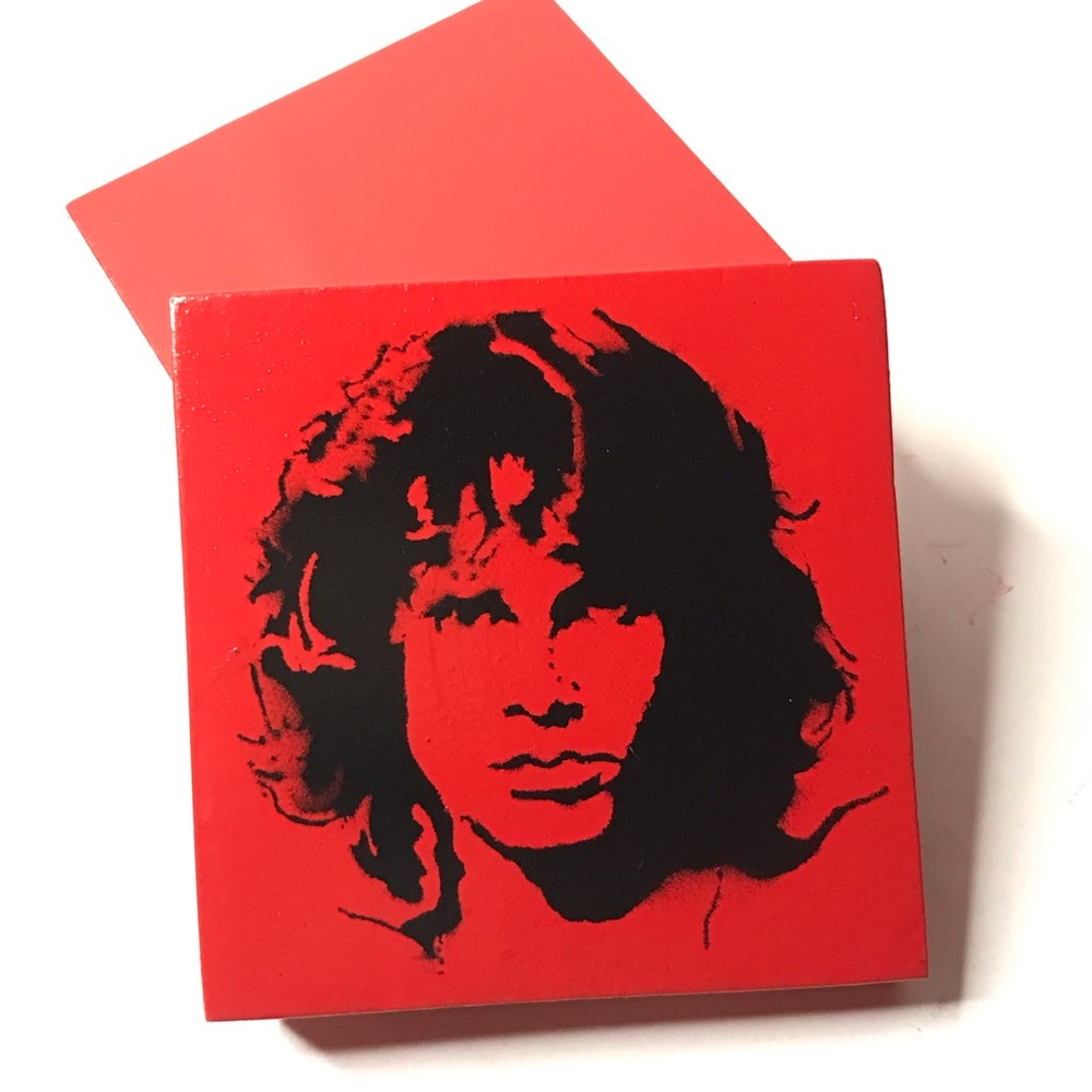 ⚡️Jim Morrison WANTED inspired Rocker Box 4.5”x2.5” graffiti handmade